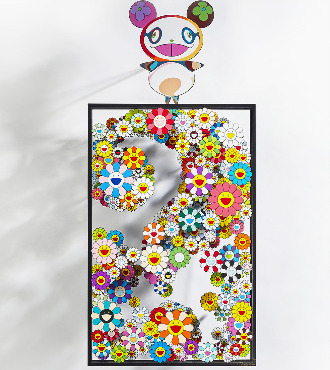 Thinking outside the box # Murakami - 45 x 98 cm - Sculpture murale 3D en métal découpée au laser