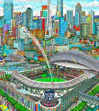 MLB ALL-STAR GAME 2023: SEATTLE - 33 x 42 cm - Sérigraphie 3D