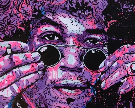 Jimmy Hendrix Icon - 48" x 48" inch - mixed media