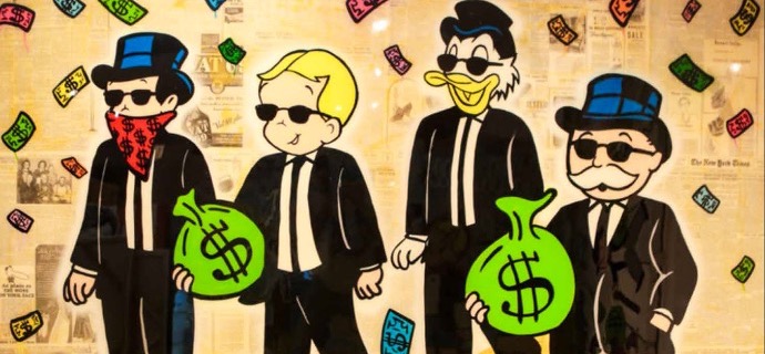 Monopoly Richie Scrooge Monopoly Reservoir Dogs - 60" x 84" inch - mixed media
