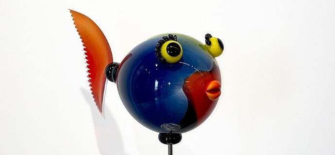 SOLD OUT - Tropiques bulle multicolore - Glass sculpture - 24" x 14"