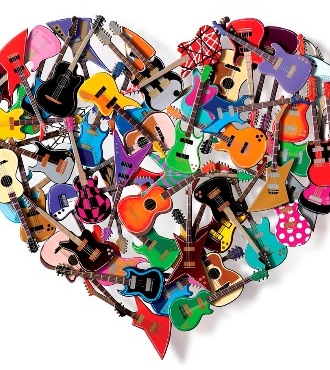 Heart of rock n roll - 109 x 90 / 62 x 56 cm - Sculpture murale 3D en métal découpée au laser