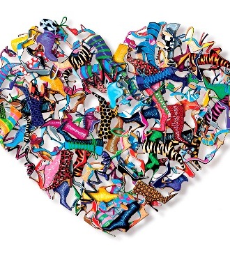 Heart and soles - 108 x 98 / 62 x 56 cm - Sculpture murale 3D en métal découpée au laser