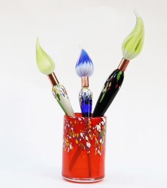 Vase et pinceaux mini - Glass sculpture