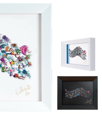 Go with the flow - 50 x 35  cm - Oeuvre sur papier en 3D