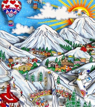 Ski vacation - 61 x 32 cm - Sérigraphie 3D