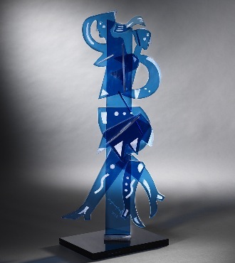 La transparence de l’âme bleue - 33" x 12,5" x 9" - Glass sculpture