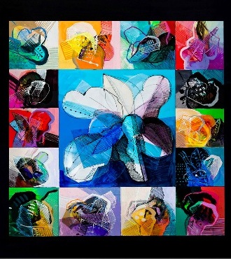 Flowers composition - 46,8" x 46,8" - Lacquer on aluminium