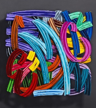 Stroke of genius - 120 x 120 / 60 x 60 cm - Sculpture murale 3D en métal découpée au laser