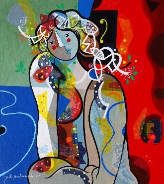 La pudeur de tes gestes - 39" x 31,2" or 9,3" x 11,7" – Lacquer on aluminium