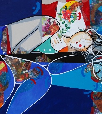 Pensées de ciel - 24 x 30 cm – Laque sur aluminium