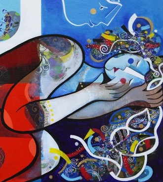 Un ange venu du ciel - 39" x 31,2" or 9,3" x 11,7" – Lacquer on aluminium