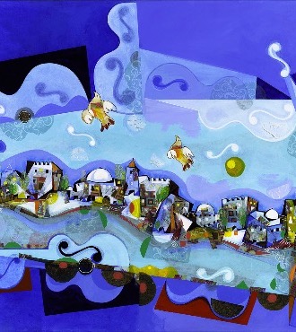 La danse des anges - 39" x 31,2" – Lacquer on aluminium