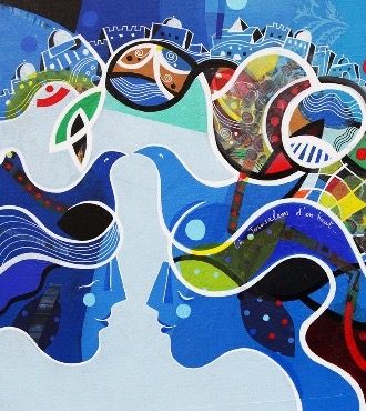 La Jérusalem d’en haut - 100 x 80 ou 24 x 30 cm – Laque sur aluminium