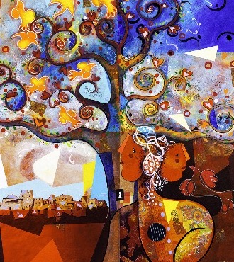La première phase dans le jardin du ciel - 100 x 120 / 100 x 80 ou 24 x 30 cm – Laque sur aluminium