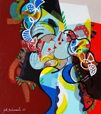 Les mondes inversés - 39" x 31,2" or 9,3" x 11,7" – Lacquer on aluminium