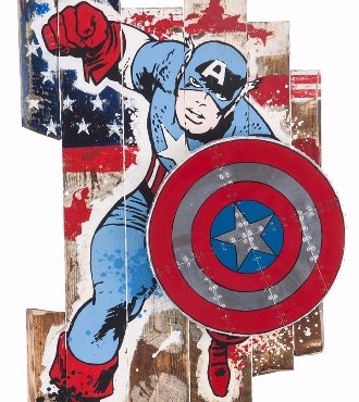 Captain América - 80 x 125 cm - Technique mixte sur bois