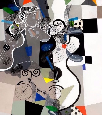 Vers la musique de nos âmes - 100 x 120 / 100 x 80 ou 24 x 30 cm – Laque sur aluminium