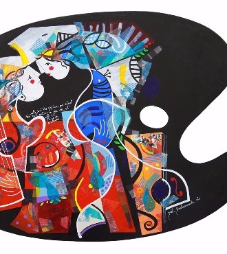 Tes mots sont des papillons - 49" x 37" - Acrylic on wood