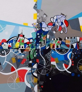 Un voyage vers le ciel - 100 x 120 / 100 x 80 ou 24 x 30 cm – Laque sur aluminium