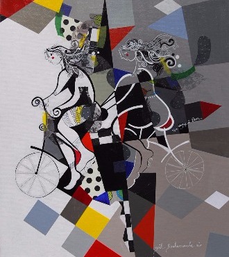 Un voyage à deux - 39" x 47" / 39" x 31,2" or 9,3" x 11,7" – Lacquer on aluminium