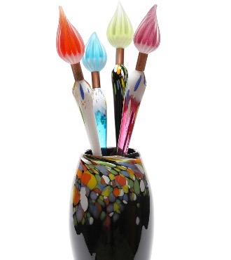 Vase et pinceaux - Glass sculpture - H 29,5"