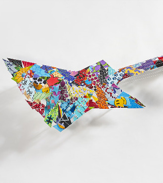 Electric guitar - 125 x 47 cm - Sculpture murale 3D en métal découpée au laser