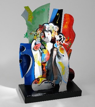 La pudeur de tes gestes - 40" x 26" x 14" - Sculpture 86 x 35 x 45 cm - Sculpture aluminium 3D