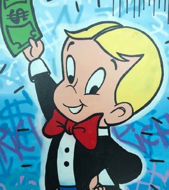 RICHIE HOLDING $ - 90 x 150 cm - Technique mixte sur toile