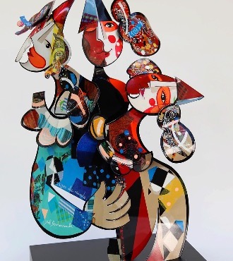 Visages du Monde - 38" x 25"- Sculpture aluminium 3D