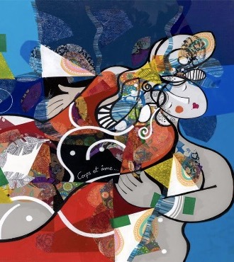 Corps et âme - 31" x 39" – Lacquer on aluminium
