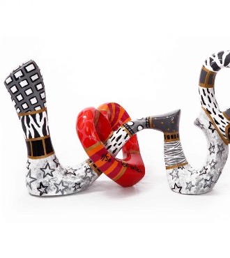 Love B&W - 26 x 52 x 16 cm - Sculpture en aluminium
