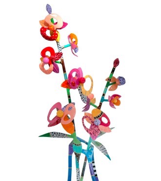 OrchidsXL - 225 x 50 x 50 cm - Sculpture en bronze