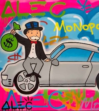 Love My Porsche Pink Background - 120 x 150 cm - Technique mixte sur toile