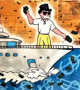 Monopoly Cruising Yacht Polo - 40" x 60" inch - mixed media