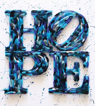 Hope - Tribute to Indiana - 47" x 47" - Plumes and drawing