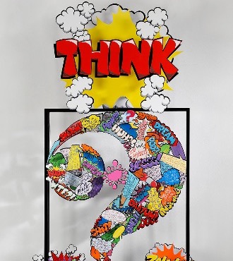 Thinking Comics - 51" x 26" / 41" x 18" - Sculpture metal in 3D