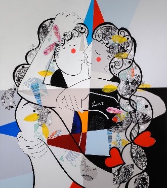 Love II - 39" x 31" - Lacquer on aluminium