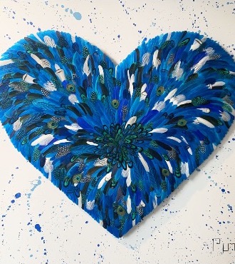 Huge Jungle Love - 47" x 47" - Plumes and drawing