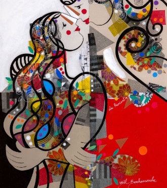 La Rencontre - 39" x 31" - Lacquer on aluminium