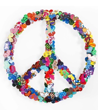 Peace and Love - 60 x 60 cm / 100 x 100 cm - Sculpture murale 3D métal découpée au laser