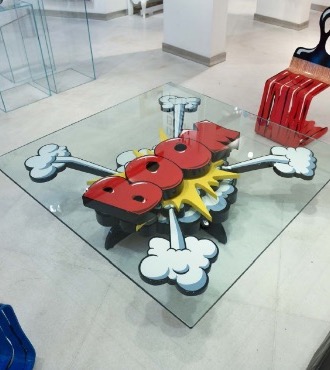 Boom Coffee Table - 127 x 127 cm - Sculpture murale 3D métal découpée au laser