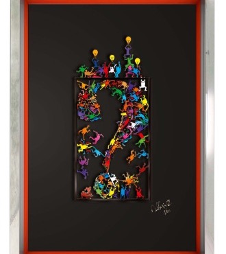 Thinking outside the box - Haring - 50 x 35 cm - papercut 3D