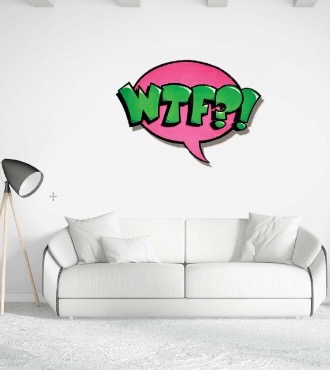 WTF ?! - 69 x 98 cm - Wood Sculpture