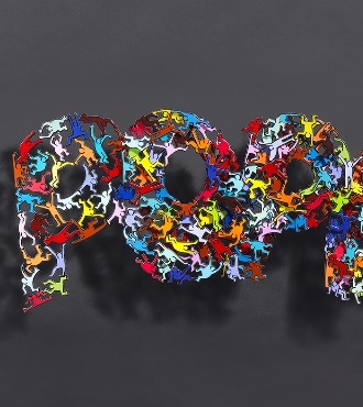 Pop art - 125 x 43 x 15 cm / 76 x 185 cm - Sculpture murale 3D en métal découpée au laser