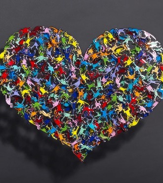 Pop Heart - 56 x 62 cm / 90 x 107 cm - Sculpture murale 3D métal découpée au laser