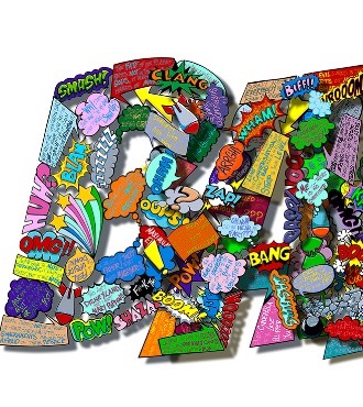 Bang ! - 192 x 69 cm / 130 x 50 cm - Sculpture murale 3D en métal découpée au laser