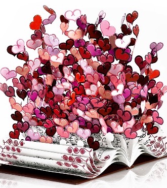 Book of Love Pink - 43 x 46 x 38 cm - Sculpture murale 3D métal découpée au laser