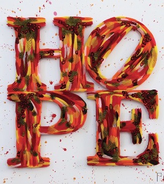 Hope - Tribute to Indiana - 47" x 47" - Plumes and drawing