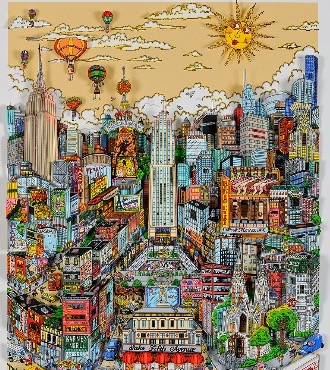 Pigeons droppin' on NYC - 44 x 64 cm - Sérigraphie 3D